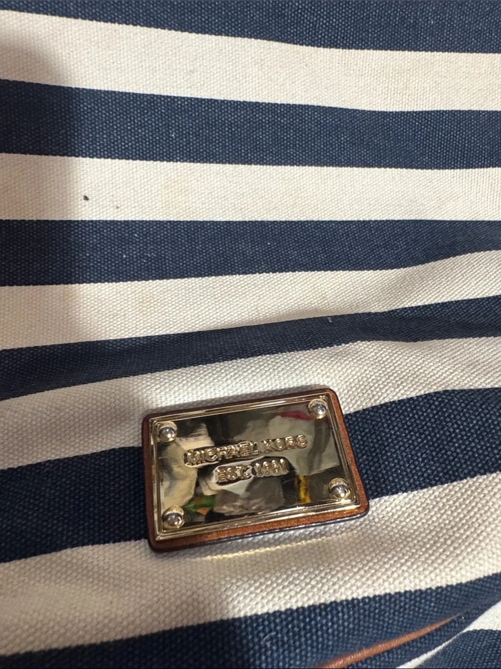 Michael Kors Navy and Cream Striped Rope Tote